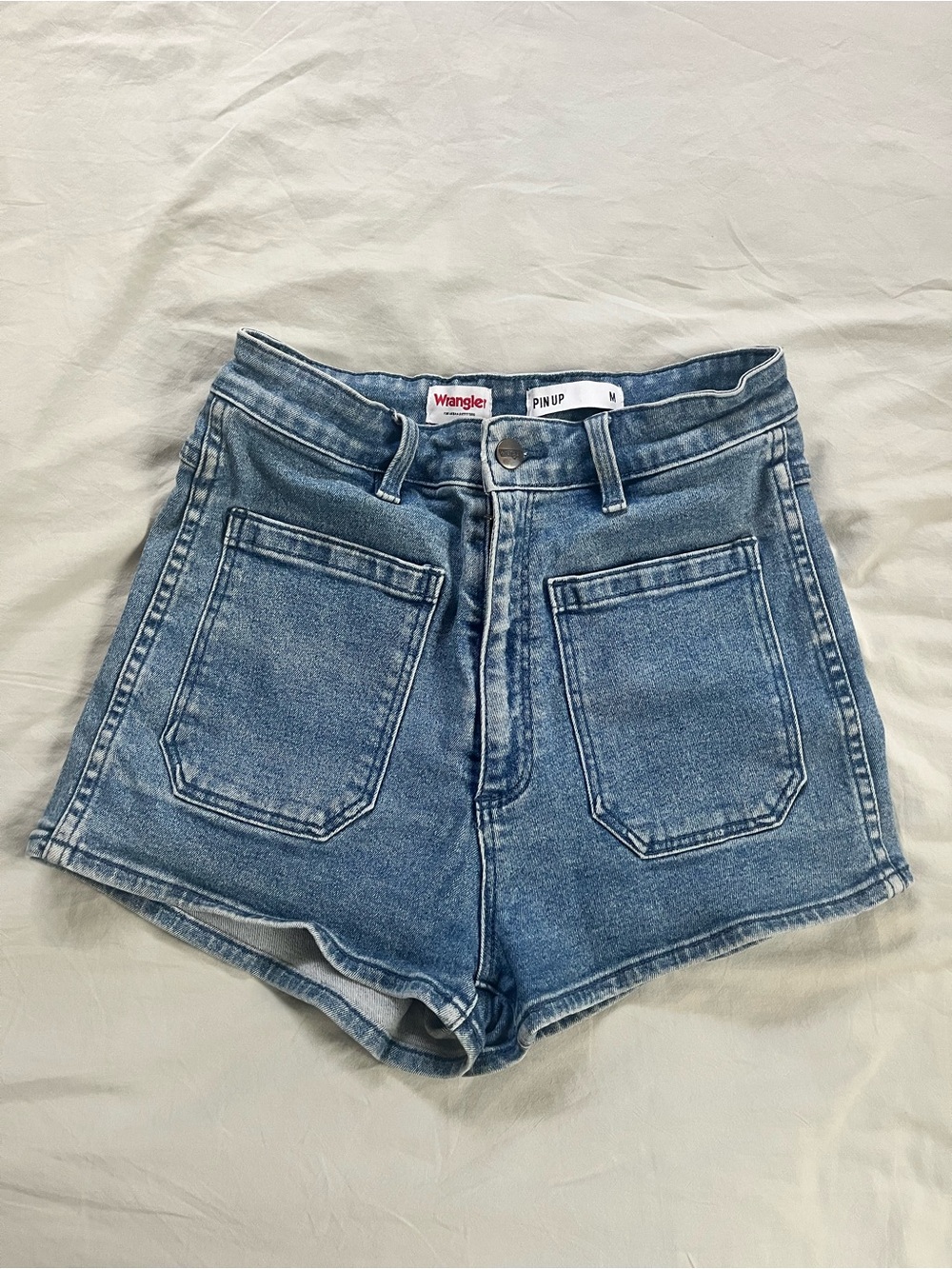 Wrangler Light Blue Denim High-Rise Jean Shorts